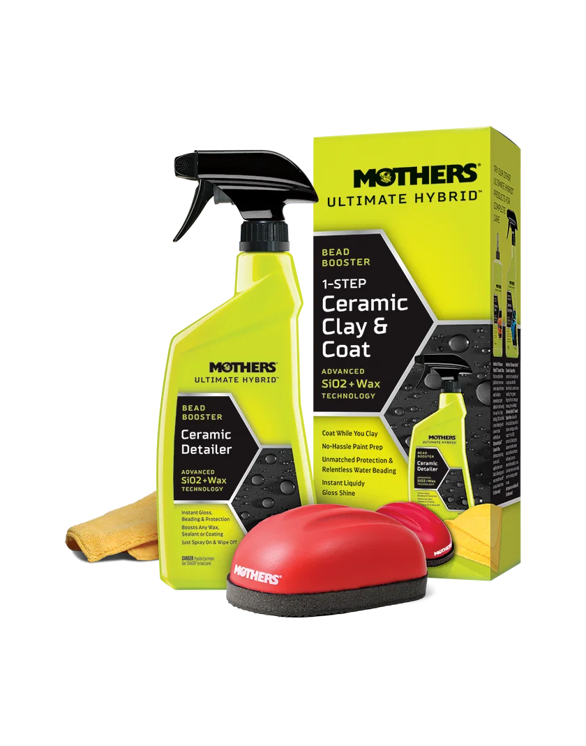 07260 – MOTHERS Paint Cleaner, Clay Bar With Clay Tool/ Ceramic Detailer Spray Bottle And Microfiber Towel